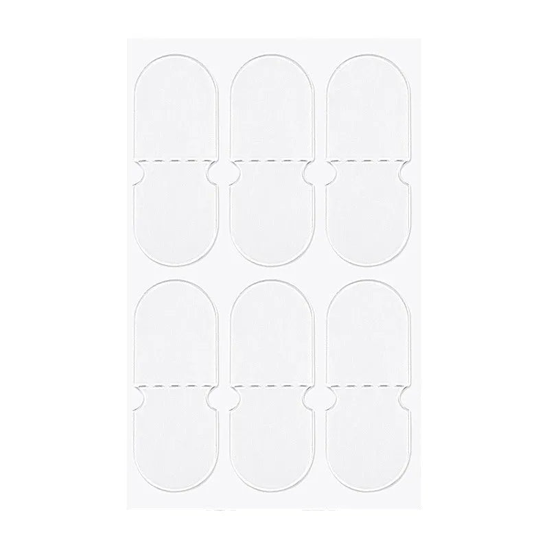 Transparent and frosted disposable ear support patches showing 0.1cm thickness on back paper