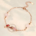 S925 sterling silver bracelet with white chalcedony crystal in a flower and koi pattern design.