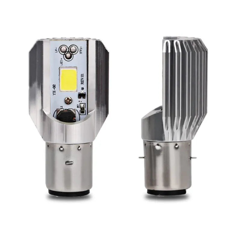 Motorcycle LED headlight unit with aluminium housing and M4/H6 base fittings