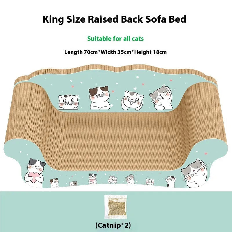 Cat sofa bed with integrated scratching board, wear-resistant surface, shown in cat sofa bed design