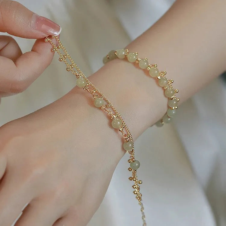 Natural Hetian jade bracelet with manual craftsmanship in Princess running and beaded styles