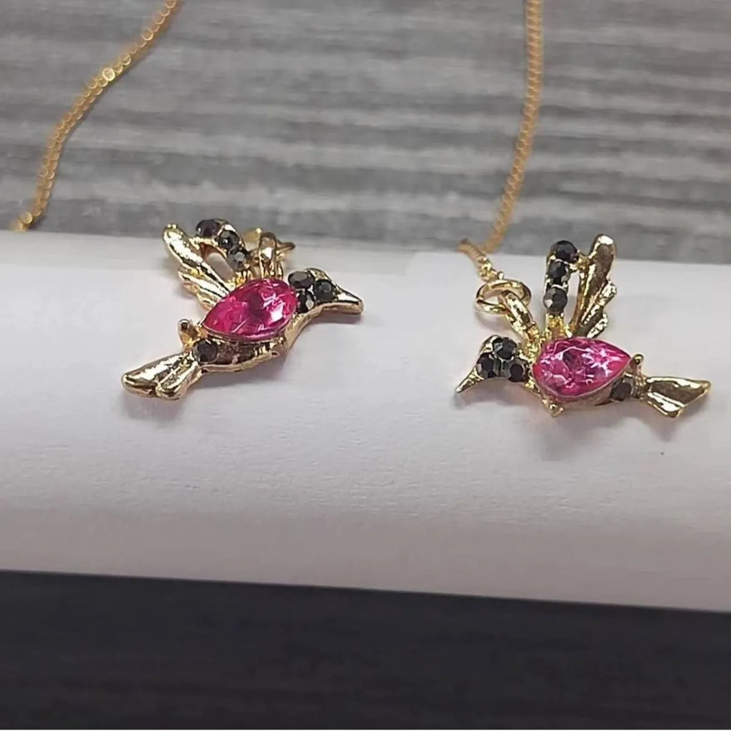 Bird hanging long style earrings with mixed zirconium wing design in alloy construction