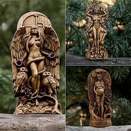 Detailed resin statue of a Greek goddess, 22cm tall, for garden or altar display.