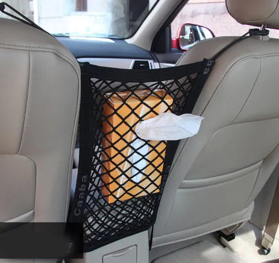 Black elastic nylon car pet fence with hooks for middle seat isolation