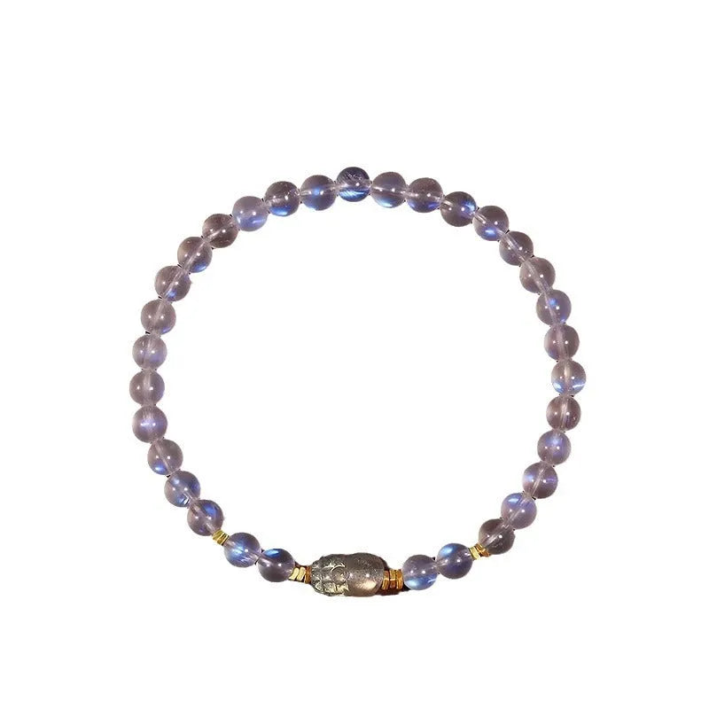 Blue moonstone women's bracelet with animal zodiac modelling in national style design