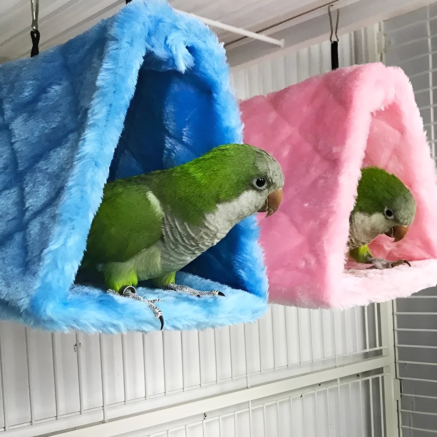 Four Seasons thermal insulation bird nest hammock for parrots in dark gray cotton fabric with stainless steel buckle