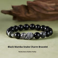 Men's S925 sterling silver bracelet with obsidian stone and retro snake design