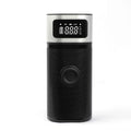 Black portable wireless air pump with LED light, 15cm tube, and accessory nozzles for car, bicycle, and ball inflation