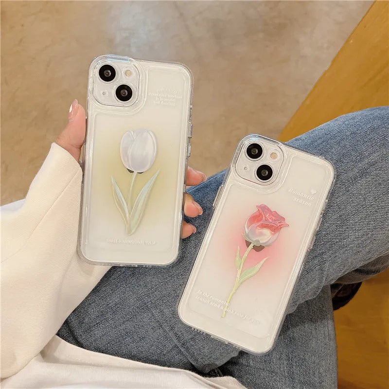 Tulip all-inclusive TPU phone case in gradient rose colour, showing bumper protection for Apple iPhone.