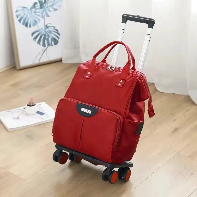 Folding waterproof travel bag in Oxford cloth, Medium size, Army Green colour, with soft handles and shoulder strap connectors