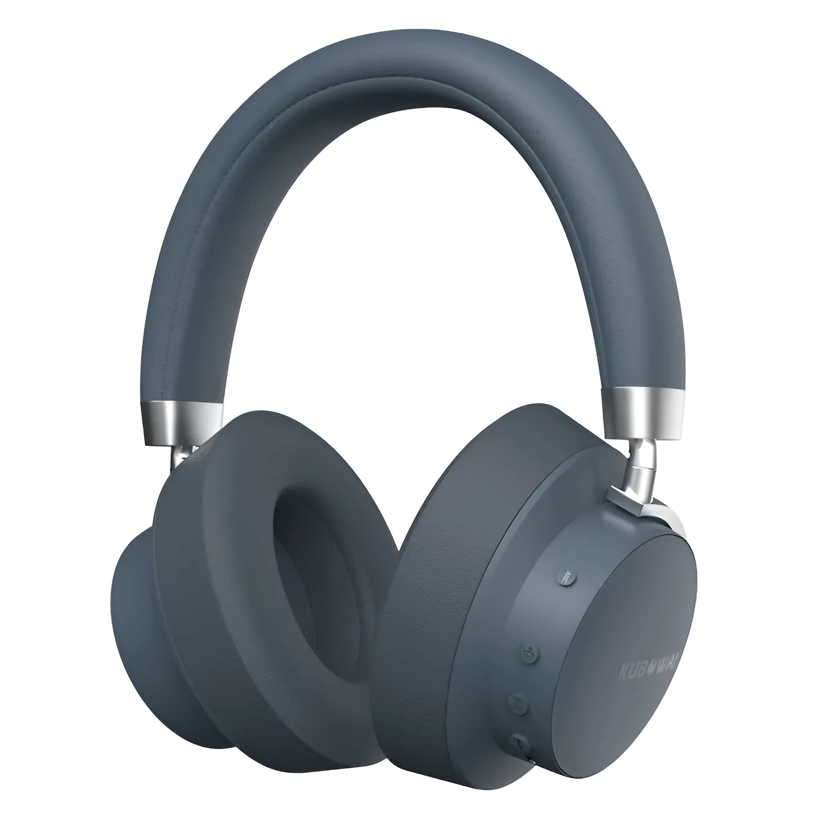 Grey sports wireless Bluetooth headset with head-mounted design and bilateral earphones