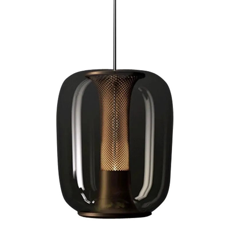 Minimalist glass chandelier in clear, cognac, or smoky grey colour, 16cm diameter.