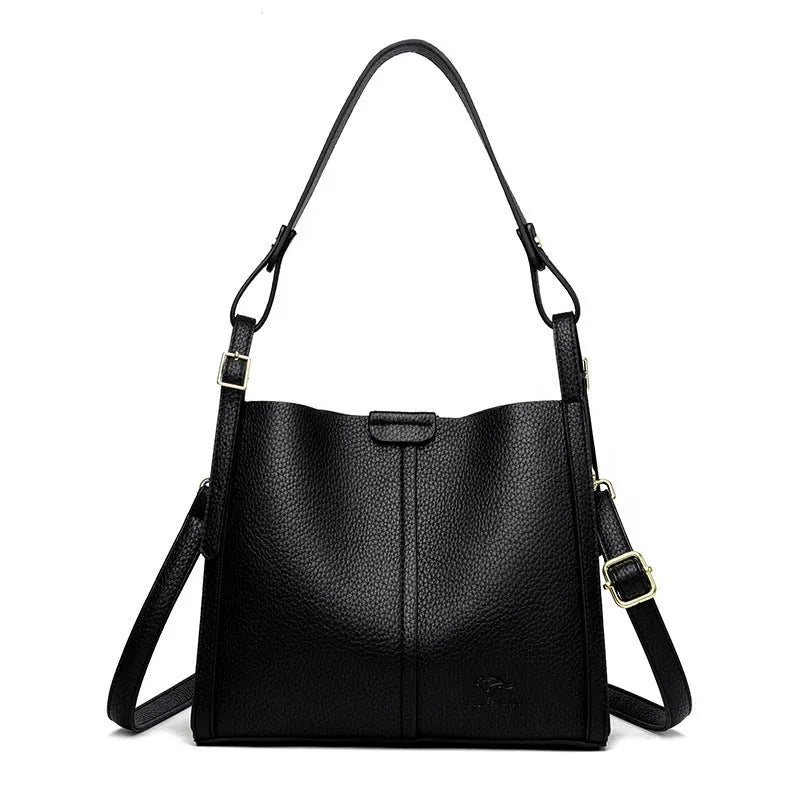 Ladies retro shoulder bag in vertical square shape showing PU material construction and internal compartments