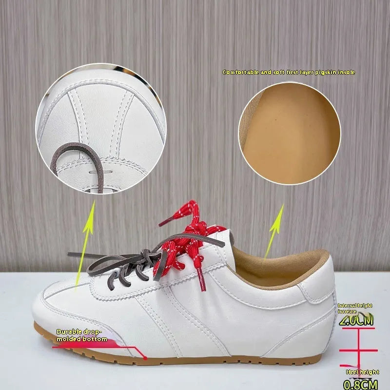 Women's white flat lace-up shoes with decorative horsehair flocking on the upper and a round toe.