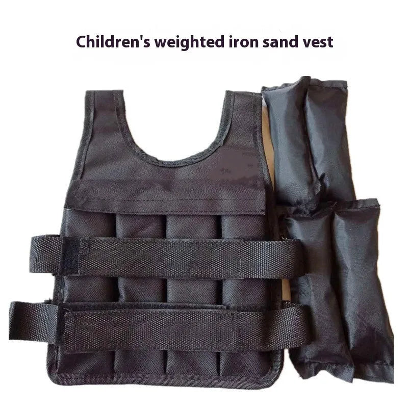 Children's adjustable sand vest with removable weight bags for home fitness training