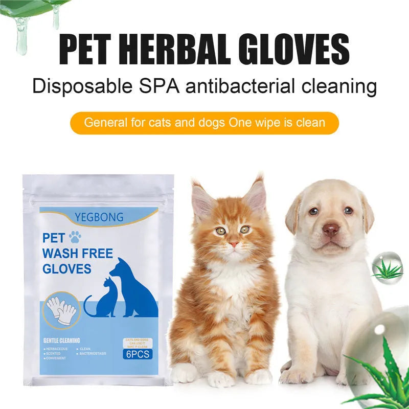 Bag of 6 disposable aluminium foil gloves for pet grooming and no-bath cleaning