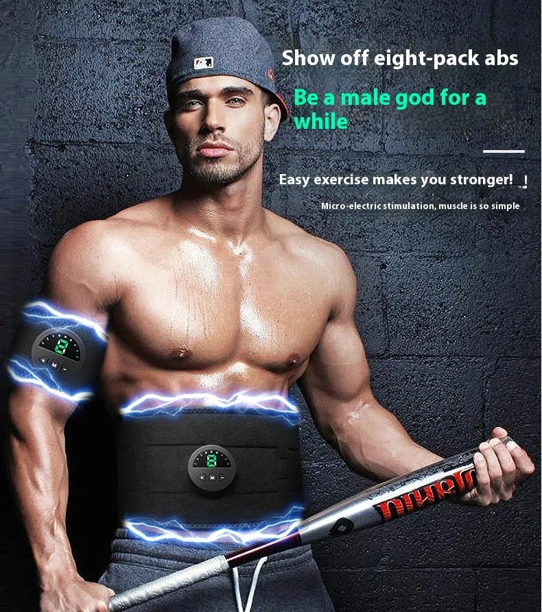 Fitness belt with digital display screen for waist and abdomen workout and massage.