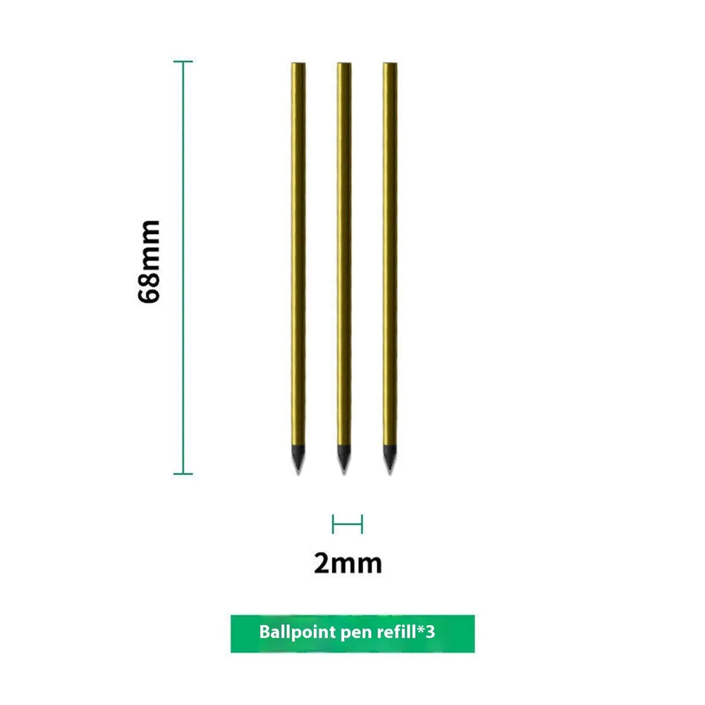 Pack of 64-page loose leaf spiral notebook paper and assorted pen refills on a table.
