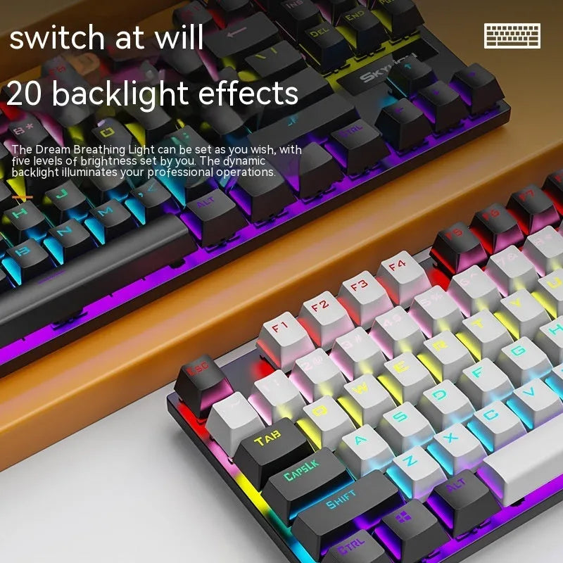 K87 mechanical keyboard with metal construction and 1.4m cable in selected colour with green or red switches