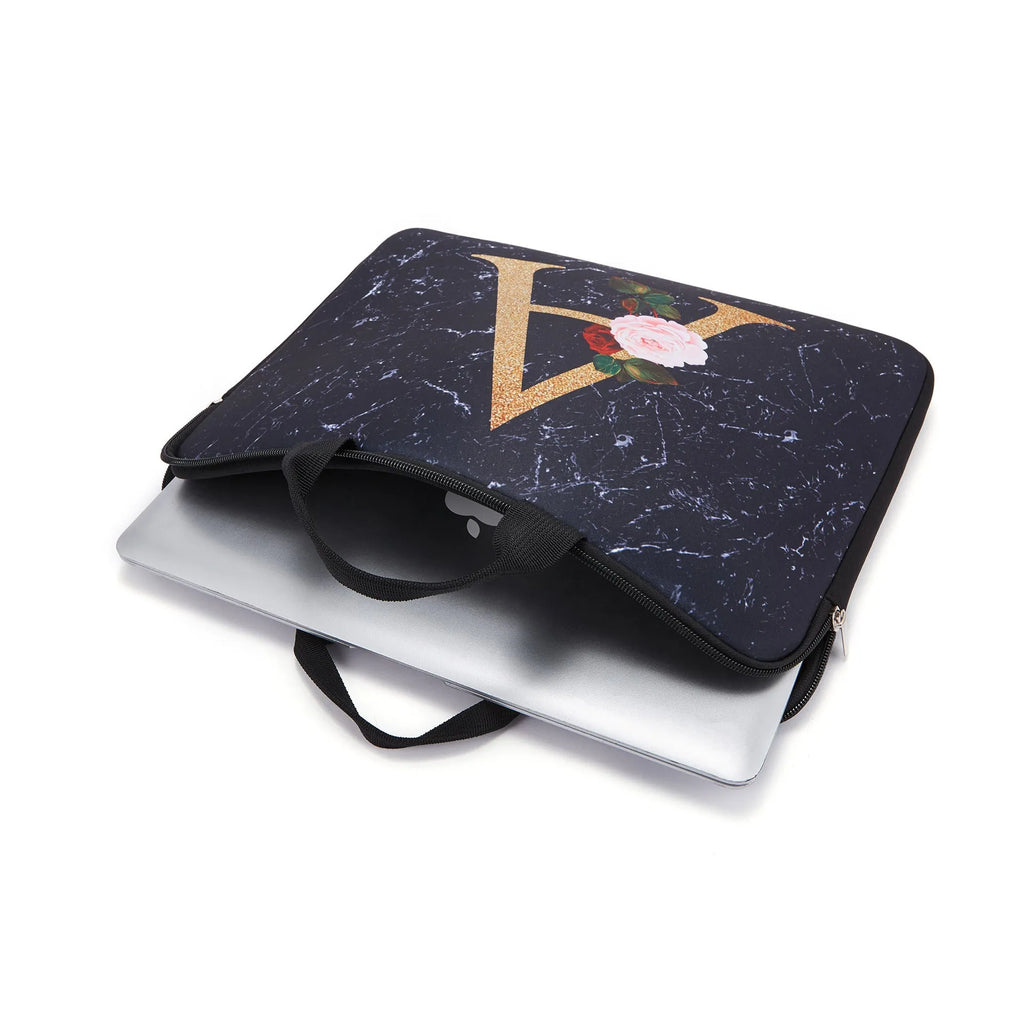 Purple polyester laptop bag with character printing pattern, anti-cutting function, fitting 13/14 inch laptop