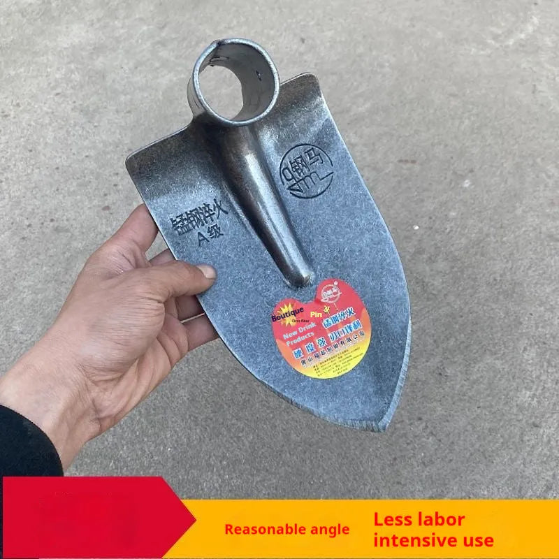 Agricultural pointed hoe plough tool with manganese steel quenched head for soil work.