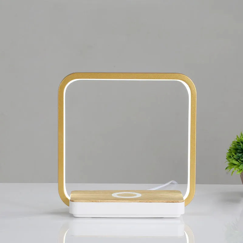 Simple modern bedside lamp with mobile phone wireless charging for bedroom and study desk