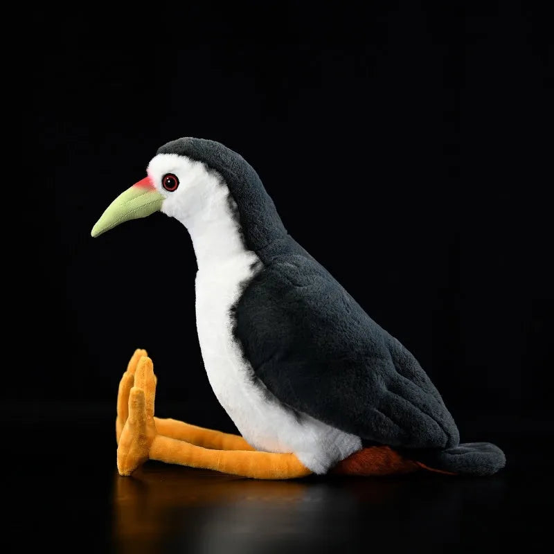 White-bellied rail plush toy 27cm polyester realistic white-faced rail doll on white background