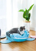 Shark-shaped grey pet bed for small dogs and cats with crystal velvet fabric
