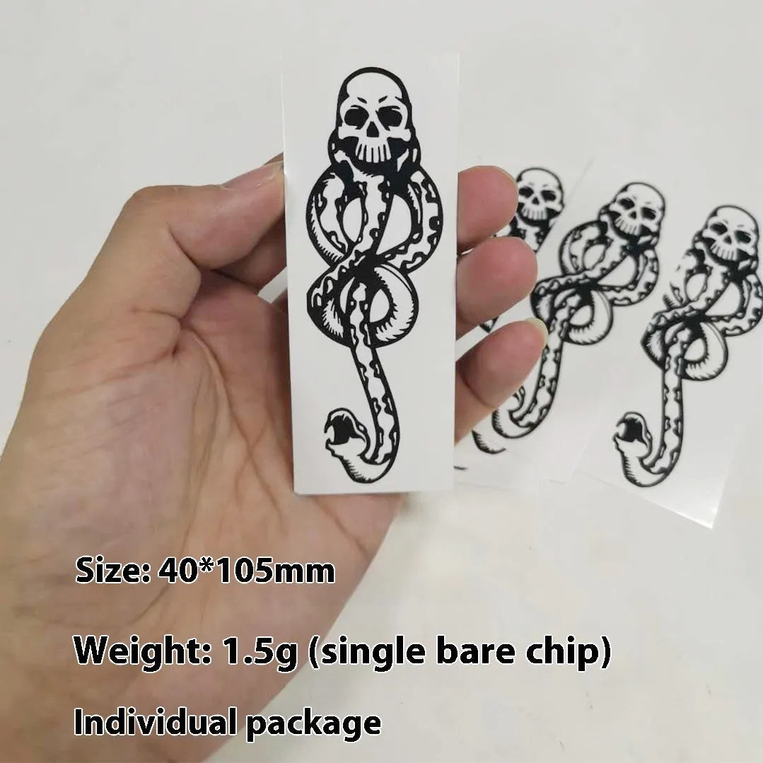 Black Cool Voldemort waterproof temporary tattoo sticker with Black Devil Snake pattern, 40x105mm, water transfer printing