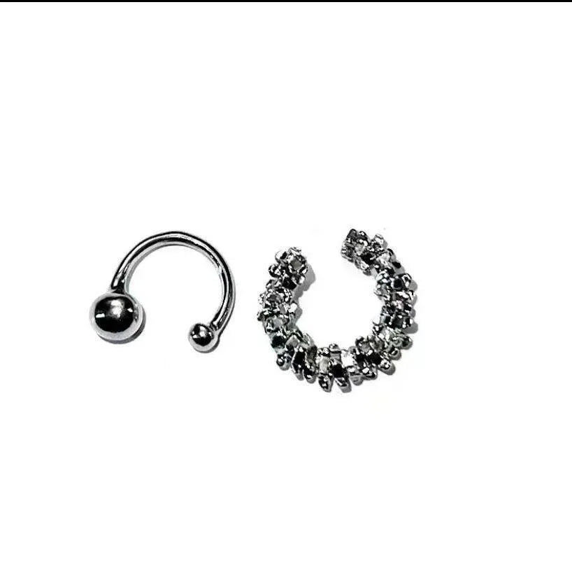 B4710 irregular frosty style ear clip double earrings for women geometric alloy