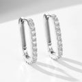 Sterling silver oval zircon geometric ear clip for women in white or yellow.