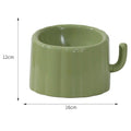 Solid green ceramic cat bowl with cactus pattern, high sides, and anti-slip rubber base ring.