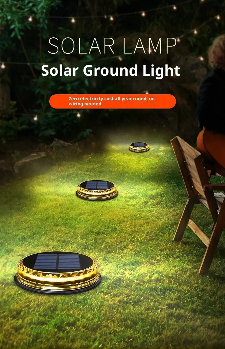 Solar buried light 121mm ABS AS ground lamp with 13lm warm white or colourful LED and automatic night operation