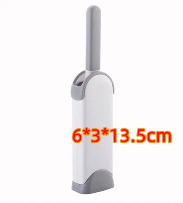 Blue reusable pet hair removal brush with self-cleaning base for furniture and upholstery.