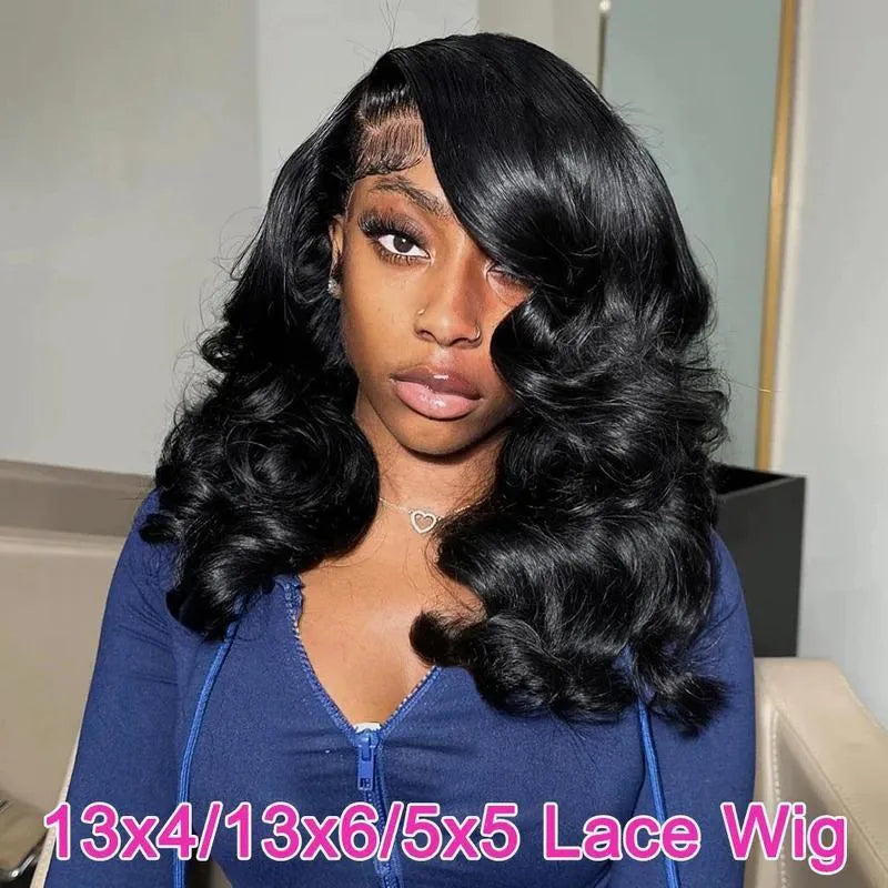 Women's black human hair lace front wig with natural hairline and elastic band on mannequin head