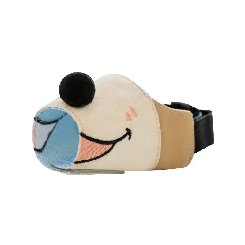 Canvas dog muzzle in Ollie Brown Bear colour, sized for a medium dog, showing adjustable straps.