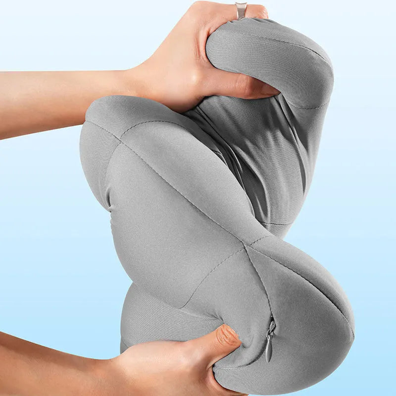 Grey and orange memory foam head pillow and lumbar pillow set for vehicle seats.