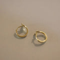 S925 sterling silver fishtail ear rings with 14k gold finish, 8mm inner diameter