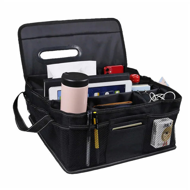 Black Oxford cloth car storage box with 33cm dimensions for vehicle trunk organisation