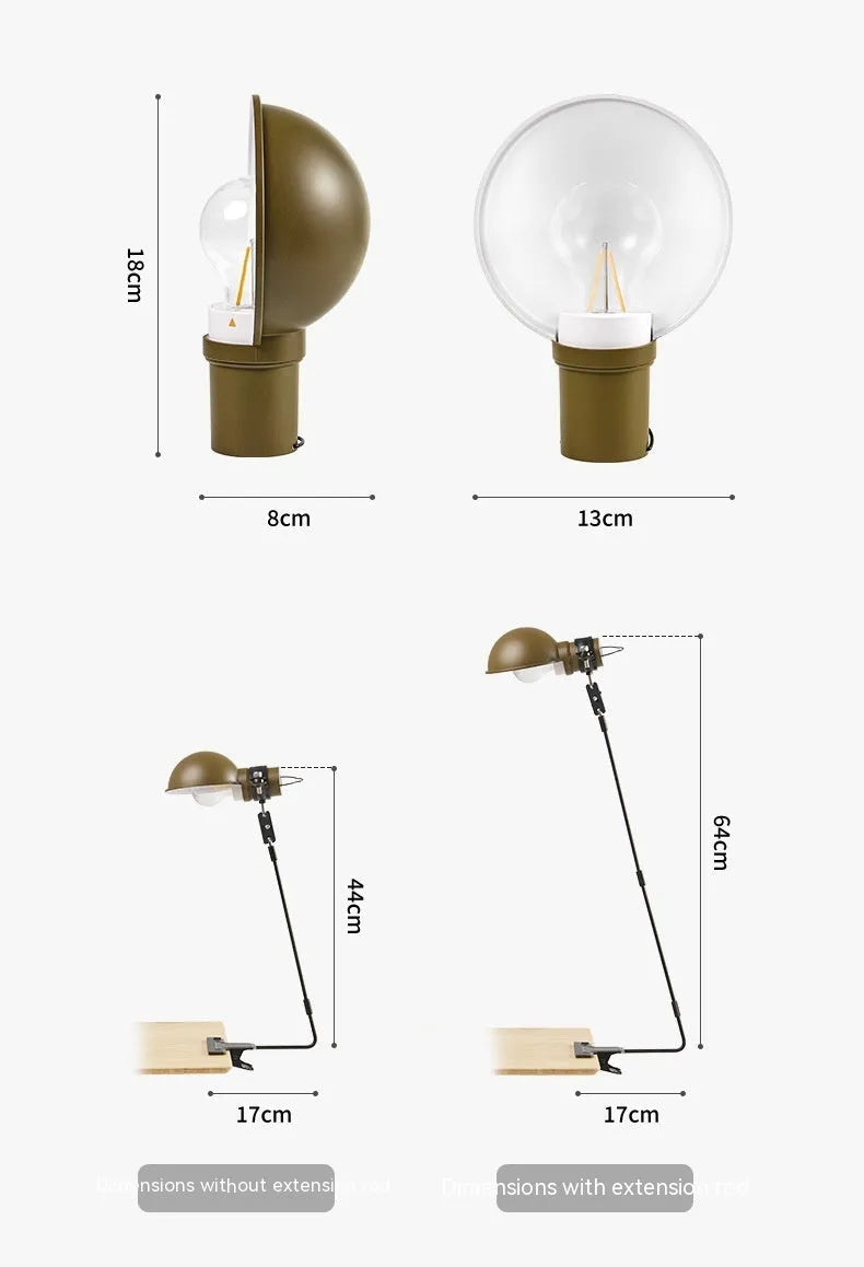 Rechargeable metal hanging camping lamp in Olive Green or Wood Grain Color, approximately 0.6kg, specification NH22ZM002