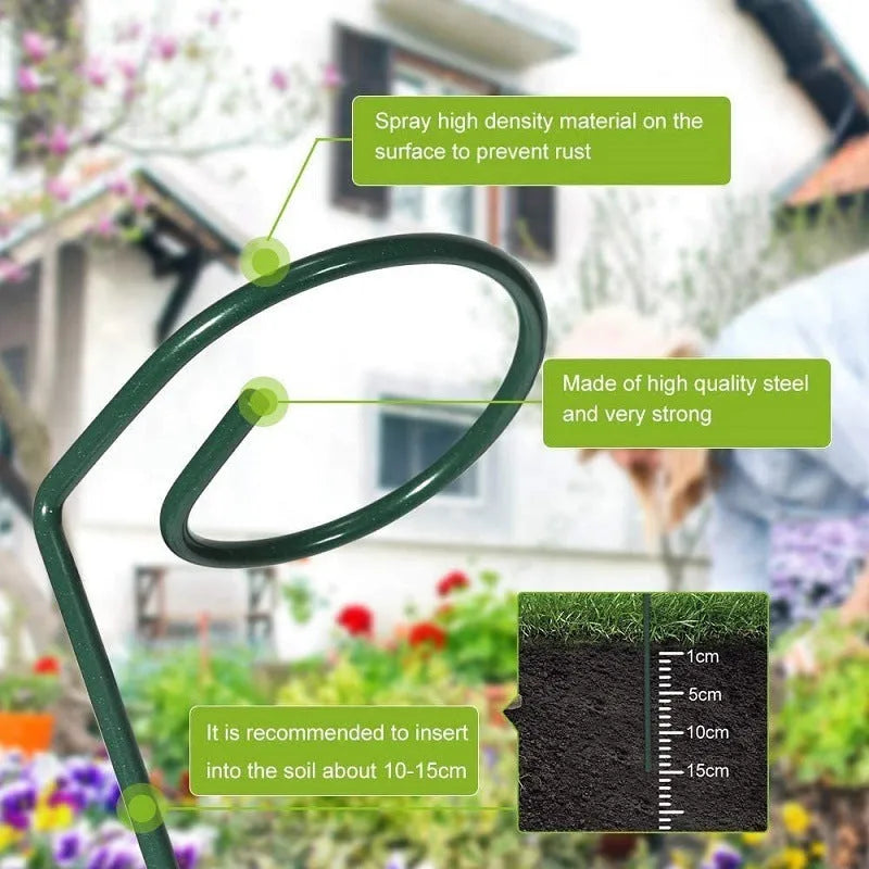 Metal round plant support stake for climbing plants, wrought iron, available in heights 20cm to 90cm