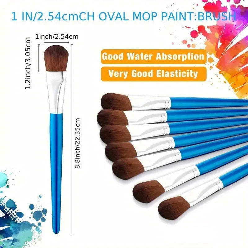 Children's nylon oil painting brush with wood handle, black colour, single curved wire