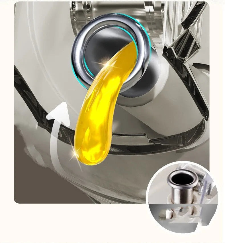 Warm grey 550ml glass oil sprayer bottle with switchable spray/pour cap on kitchen counter