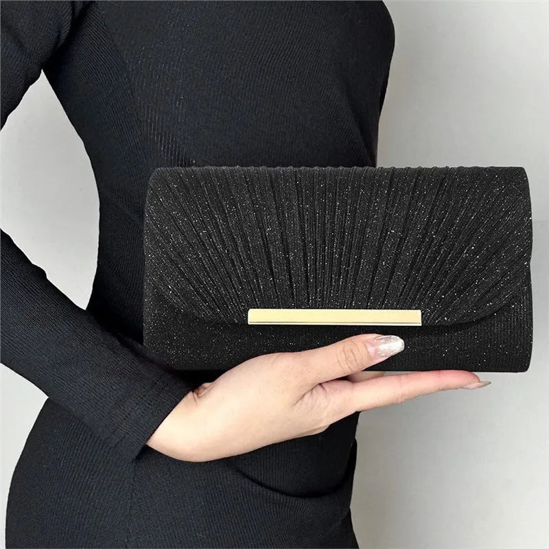 Women's hardware edge clutch bag in pink with PU leather and canvas lining, horizontal square shape