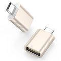 USB C male to USB A female converter adapter with metallic zinc alloy shell in various colour options.