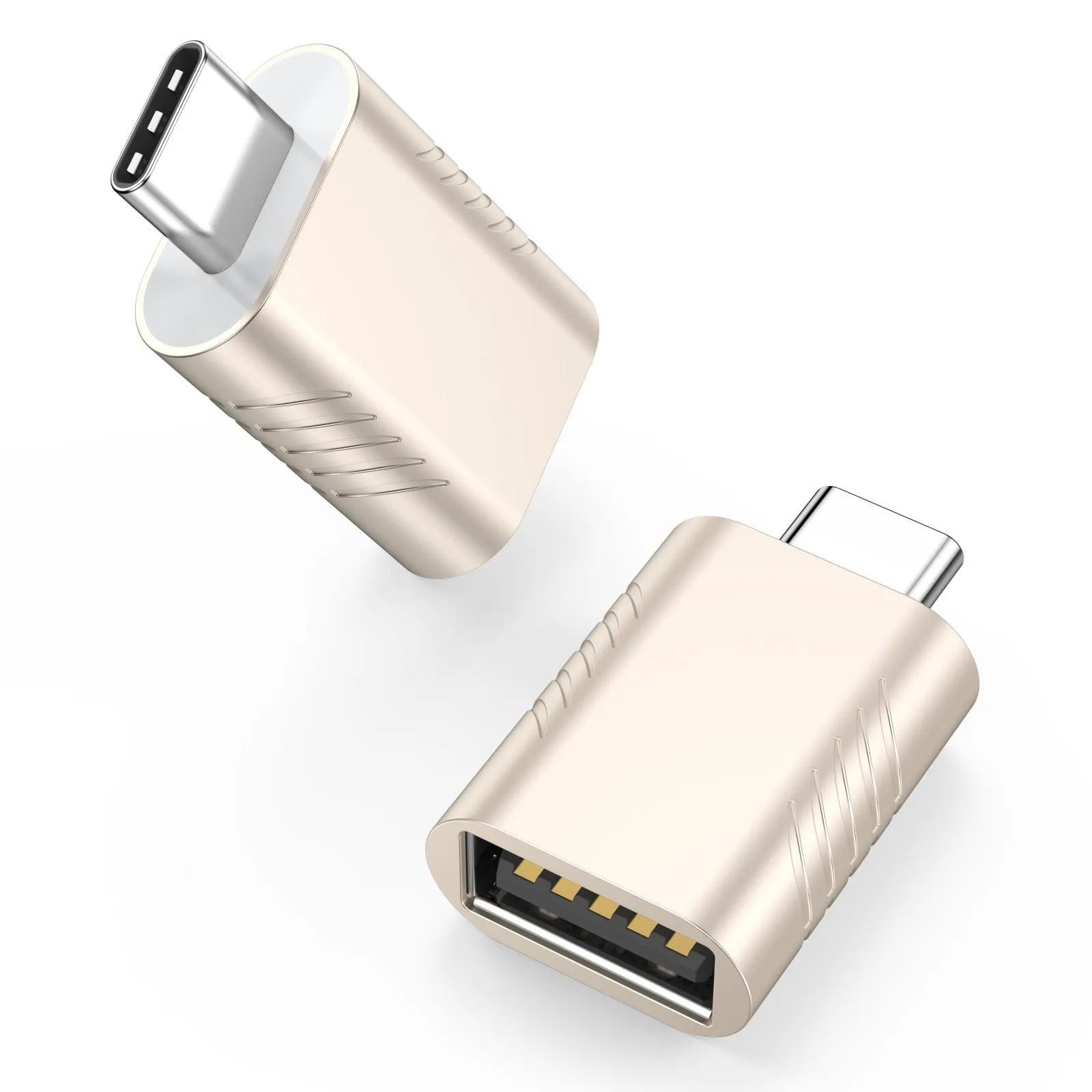 USB C male to USB A female converter adapter with metallic zinc alloy shell in various colour options.