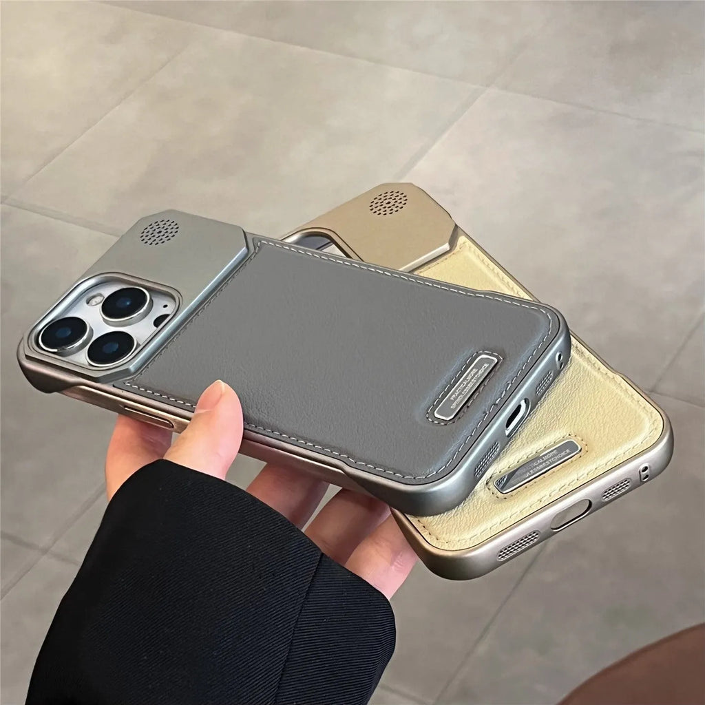 Aromatherapy leather magnetic phone case for iPhone in black, frameless hard PC, frosted anti-fingerprint finish