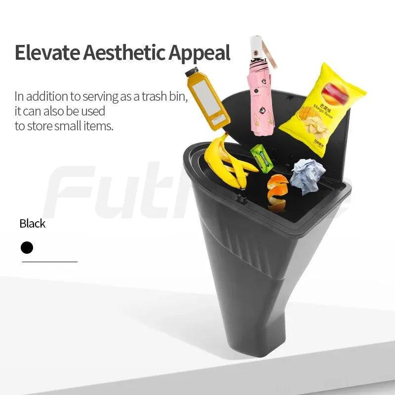Two black ABS plastic storage boxes designed for Tesla Model Y front door pockets.