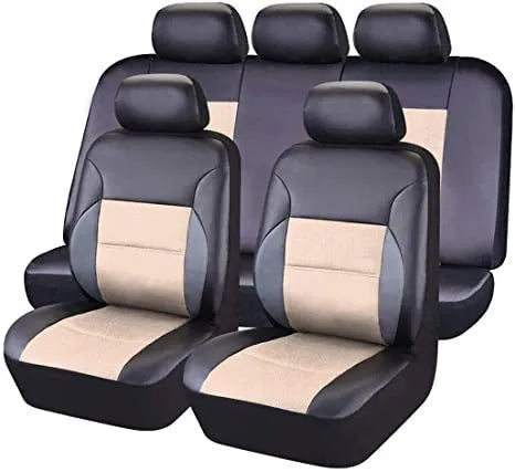 Universal artificial leather car seat cover set in a choice of colours on a car seat.