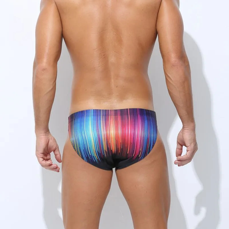 Men's printed swimming trunks in polyester fabric available in multiple colours and sizes